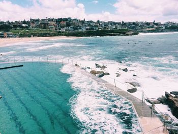 High angle view of beach against sky