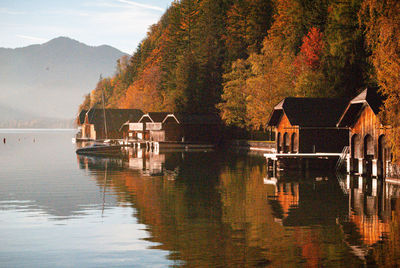 Reflection of built structure in lake