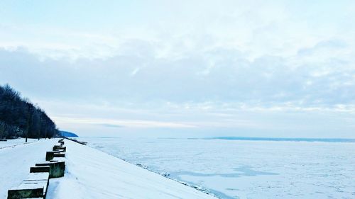 Scenic view of snow covered landscape