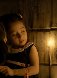 Close-up of boy at home