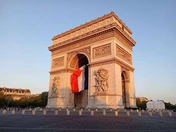 Low angle view of historical building against clear sky