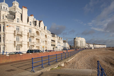 Eastbourne, east sussex. deserted promenade on seafront during coronavirus lockdown.