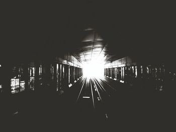 Railroad tracks in tunnel