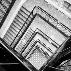 High angle view of spiral stairs