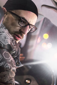 Close-up of man wearing sunglasses