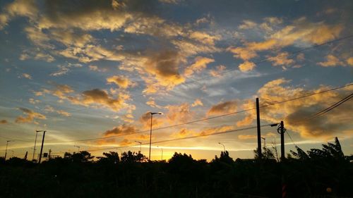 Low angle view of silhouette trees against sky during sunset