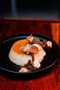 Close-up of dessert in plate on table