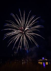 Low angle view of firework display at night