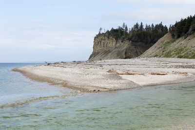 The mouth of the jupiter river with the jupiter cape in the background, anticosti island, quebec