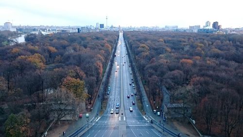 Road passing through city