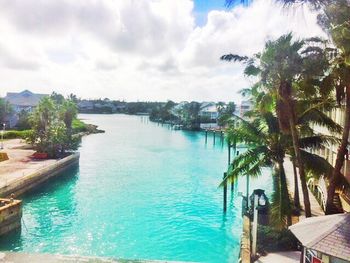 Scenic view of sea against cloudy sky