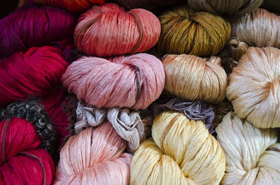 Full frame shot of colorful wools