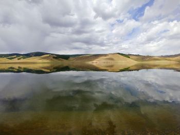 Scenic view of lake against sky