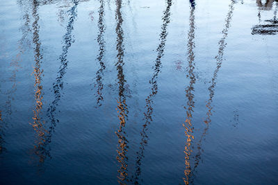 Close-up of water against vapor trail in sky