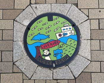 High angle view of clock on footpath