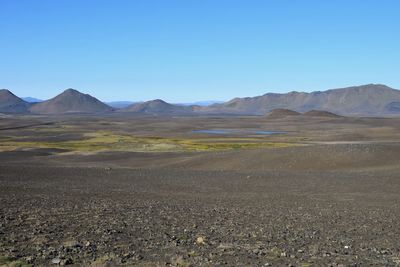 Scenic view of landscape against clear blue sky