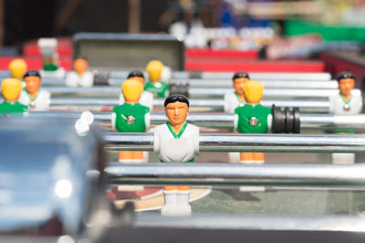 Close-up of foosball