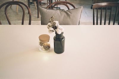 Close-up high angle view of table