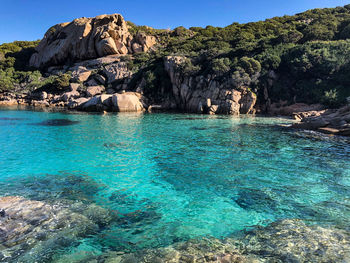 Scenic view of sea and rocks