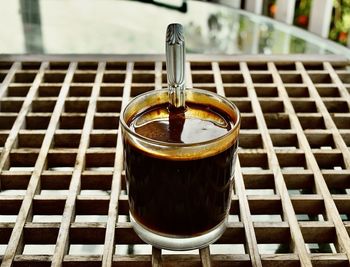 Close-up of coffee cup on table