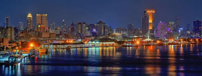 The vast and romantic night view of kaohsiung harbor