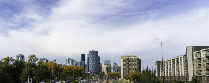 Panoramic shot of city buildings against sky