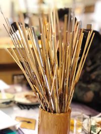 Close-up of wooden decoration on table