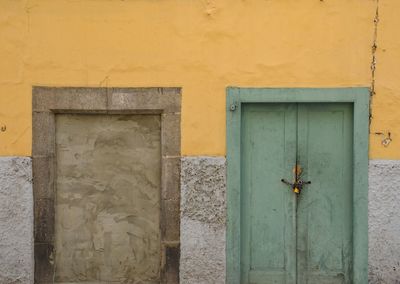 Close-up of yellow door