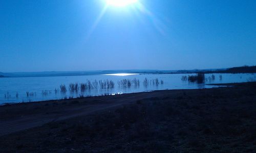 Scenic view of sea against clear sky