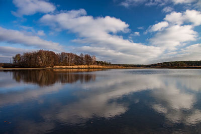 Scenic view of lake against sky