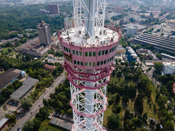 High angle view of buildings in city