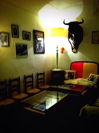 Close-up of illuminated street light