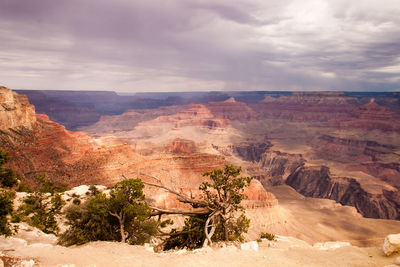 Scenic view of landscape against cloudy sky