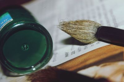 Close-up of open book on table
