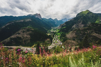 Scenic view of mountains against sky