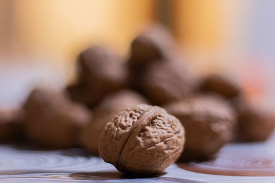 Close-up of walnut on table