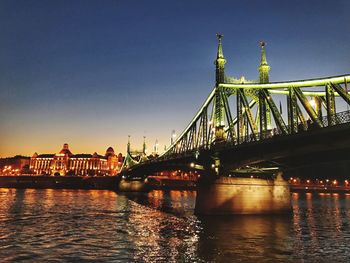 View of suspension bridge at night