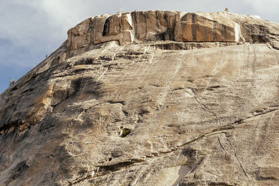 Low angle view of rock formations