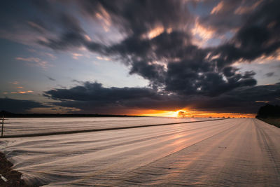 Scenic view of dramatic sky during sunset