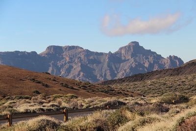 Scenic view of mountains against sky