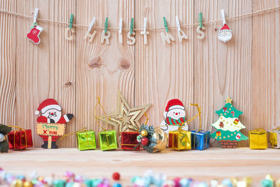Various toys on table