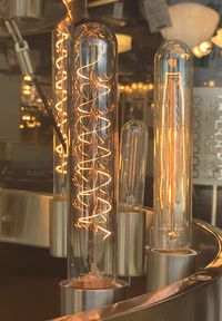 Close-up of illuminated light bulb