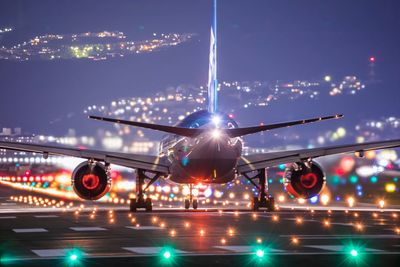 View of airplane against sky at night