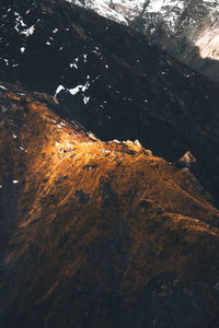 High angle view of rock formation in water