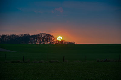 Scenic view of field against sky during sunset
