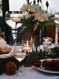 Close-up of wine glass on table at restaurant