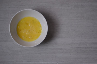 Close-up of soup in bowl on table