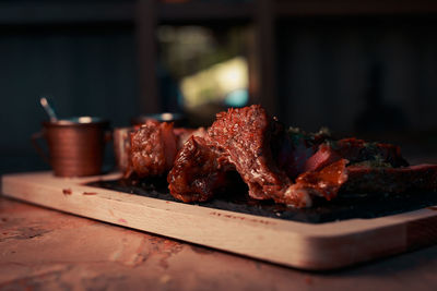 Close-up of food on cutting board