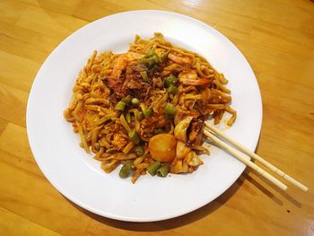 High angle view of meal served in plate