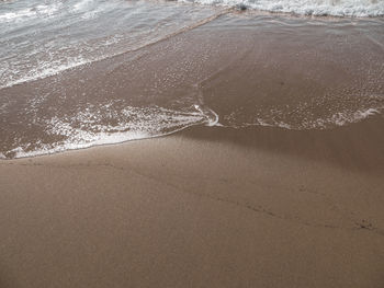 Aerial view of waves on beach